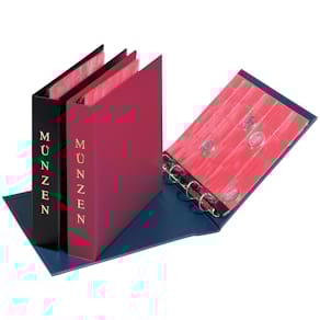 Münzalbum PAGNA, 4-Ring-Mechanik, Kunstleder, blau