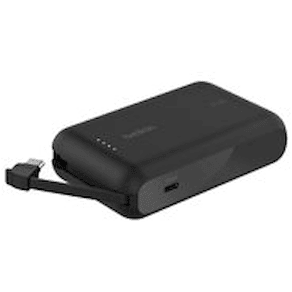 10k PD20W Integrated USB-C Cable Power Bank, Black