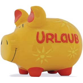 Spardose KCG Urlaub Deluxe, Schwein, mittel, gelb
