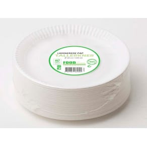 Papir middagstallerken rund 18 cm, komposterbar, 100 stk