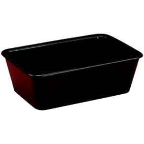 Plastbakke PP 750 ml, firkantet sort, til mikroovn, 500 stk