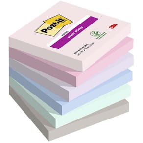 Notes Post-it Super Sticky 76x76 mm, blandede farver, 6 blokke