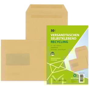 Versandtasche MAILMEDIA C5 mit Fenster selbstklebend, 90g, braun