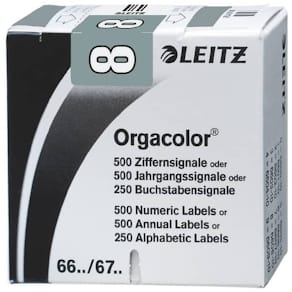 Ziffernsignale Leitz Orgacolor 8, grau, 23 x 30 mm, 500 St.