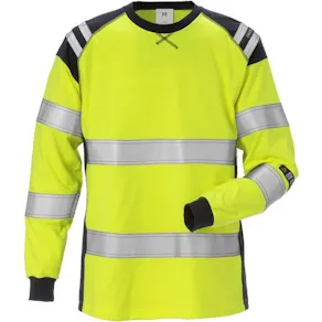 T-Shirt l/ä Flam Kl 3 Dam Gul/Marin 2XL