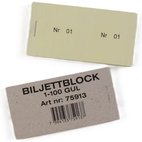 Biljettblock 1-100 gul