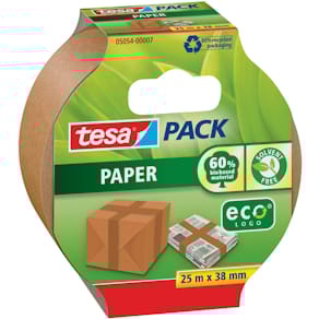 Packband tesa ecoLogo, Papier, 38 mm x 25 m, braun