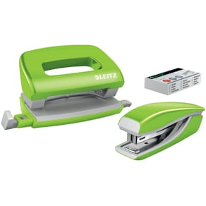 Locher- und Heftgerät-Set Leitz NeXXt WOW Mini, metallic grün