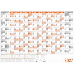 Wandkalender RNK 2027, DIN A1 quer, 120 g/m²