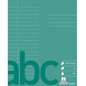 Skolehæfte 17x21 20 linjer 32 blade mørkegrøn