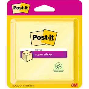 Haftnotizblock Post-it Super Sticky Würfel, 76x76 mm, gelb, 450