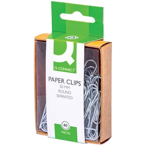 Büroklammern Q-CONNECT KF02025, 50 mm, gewellt, 40 Stück