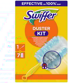 Staubmagnet Swiffer Starterset, Griff + 7 Tücher, weiß/blau