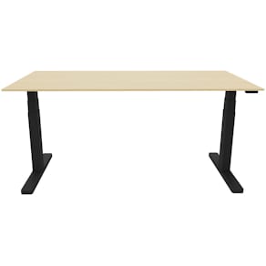 Schreibtisch Q-CONNECT elektrisch höhenverstellbar Ahorn/schwarz