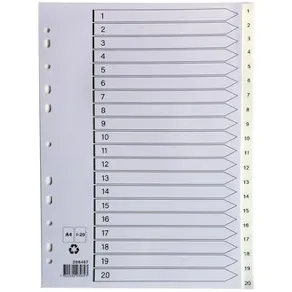 Plastregister A4 1-20 vit