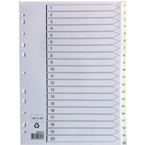 Plastregister A4 1-20 vit