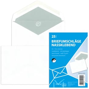 Briefhülle MAILMEDIA C6, weiß, Nassklebung, 75 g/m², 25 Stück