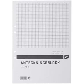 Limblock kortsida A4, rutigt, 100bl, 5st