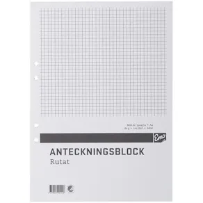 Limblock kortsida A4, rutigt, 100bl, 5st