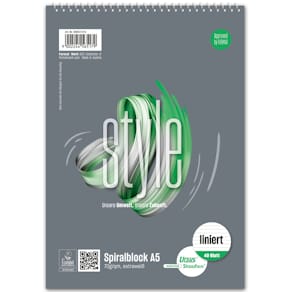 Spiralblock STAUFEN STYLE, A5, 40 Blatt, liniert, perforiert