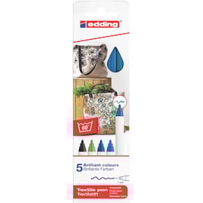 Textilstift edding 4500, 5 Farben, Rundspitze, sortiert