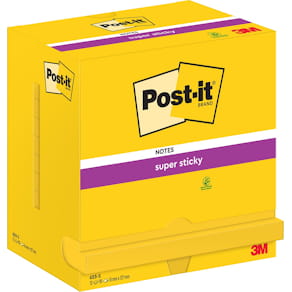 Notitieblok Post-it Super Sticky, 90 vel, 76 x 127 mm, pak van 12