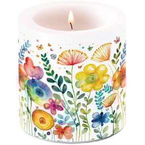 Kerze AMBIENTE Vibrant Spring, 9 cm, Ø7,5 cm, bunt, rund