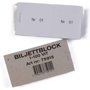 Biljettblock 1-100 vit
