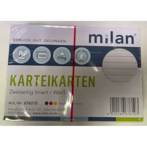 Karteikarte Milan, A6, liniert, weiß, 100 Stück