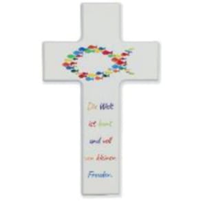 Kinderkreuz mit Spruch, bunt