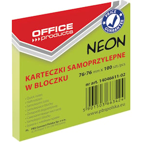 Memoblok Neon, 76 x 76 mm, 100 vel, neongroen