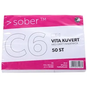 Kuvert SOBER C6 FH 90g vit 50/fp