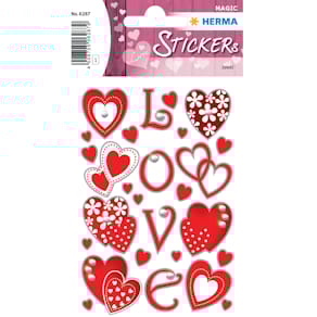 Schmucketikett HERMA Love Jewel, Herzen, 12 Stück, bunt