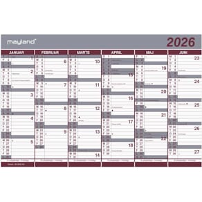 Halvårskalender Mayland dobbelt 2026, hvid, FSC Mix
