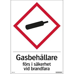 Skylt Gasbehållare plast 210x297mm