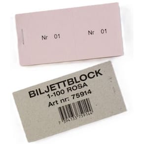 Biljettblock 1-100 rosa