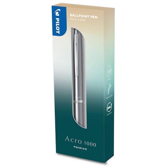 Kulepenn PILOT Acro1000 1,0 sølv sort 6st