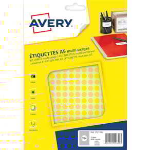 Markeringsetiketten Avery PET08J, rond, 8 mm, blister