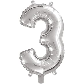 Folienballon TIB, Zahl 3, silber, 43 cm