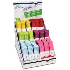 Zierband mit Drahtkante, 25 mm x 3 m, Uni, sortiert, Strängchen