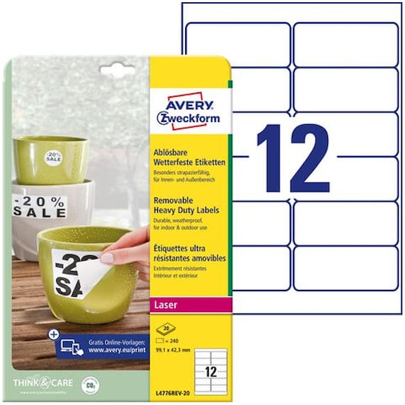 Etikett AVERY sterk avtag 99,1x42,3(240)
