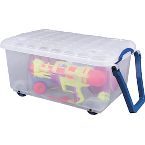 Opbergkoffer Really Useful Box op wieltjes, 64 l, transparant