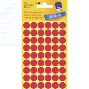 Runde etiketter Avery rød Ø12 mm, FSC Mix Credit, 270 stk