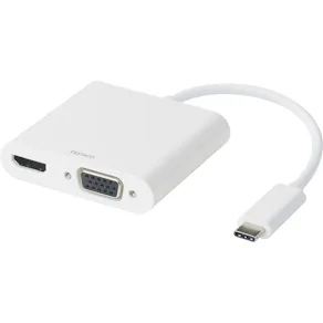 Adapter DELTACO HDMI/VGA/ljud/USB-C vit