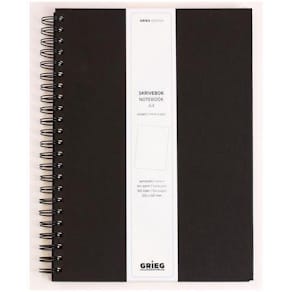 Anteckningsbok Grieg Design A4 Svart, 100g, olinjerat, spiral