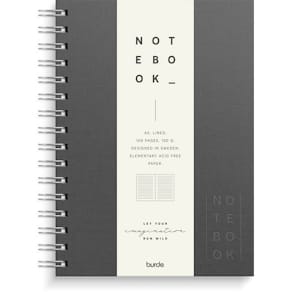 Spiralbok BURDE A5 linjert mørk grå
