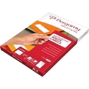 Etiketten Pergamy, wit, 99,1 x 38,1 mm, ronde hoeken, pak van 140