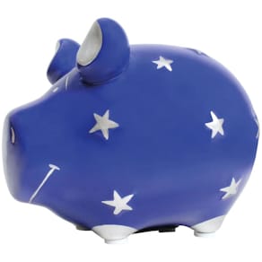 Spardose KCG Sternenschwein, klein, silber/blau