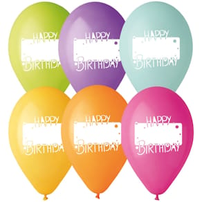 Luftballons KARALOON Happy Birthday, beschreibbar, 6 Stück