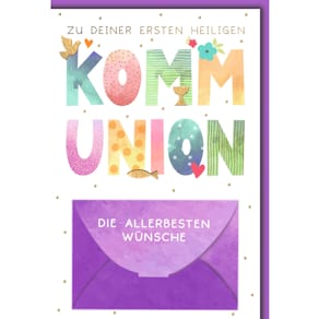 Kommunionskarte Noname Geldschein, bunt, 11,5 x 17 cm, mit Umsch,
